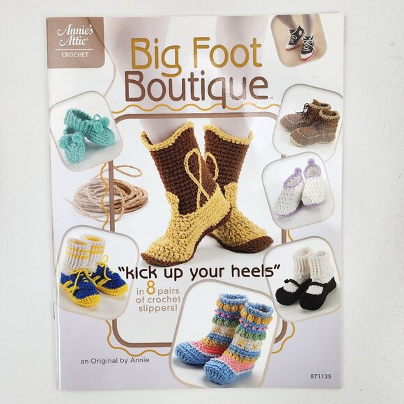 Lot of 2 Annie's Attic Crochet Books Big Foot Boutique & Mile A Minute Slippers - Picture 3 of 16